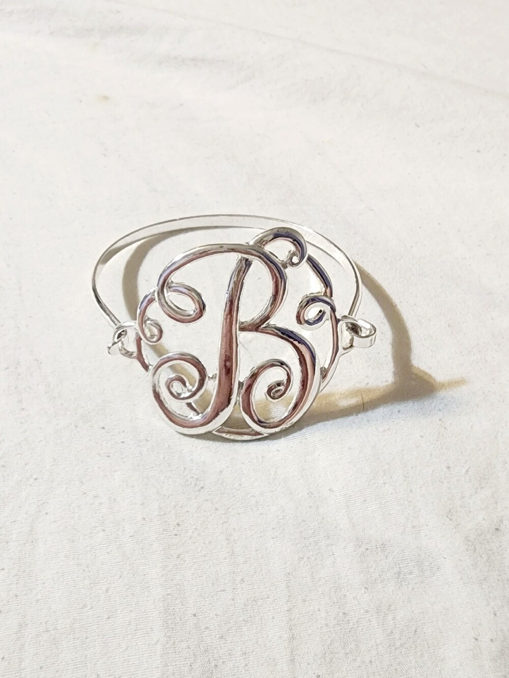 Elegant Silver Monogram 'B' Bracelet - Women's Jewelry